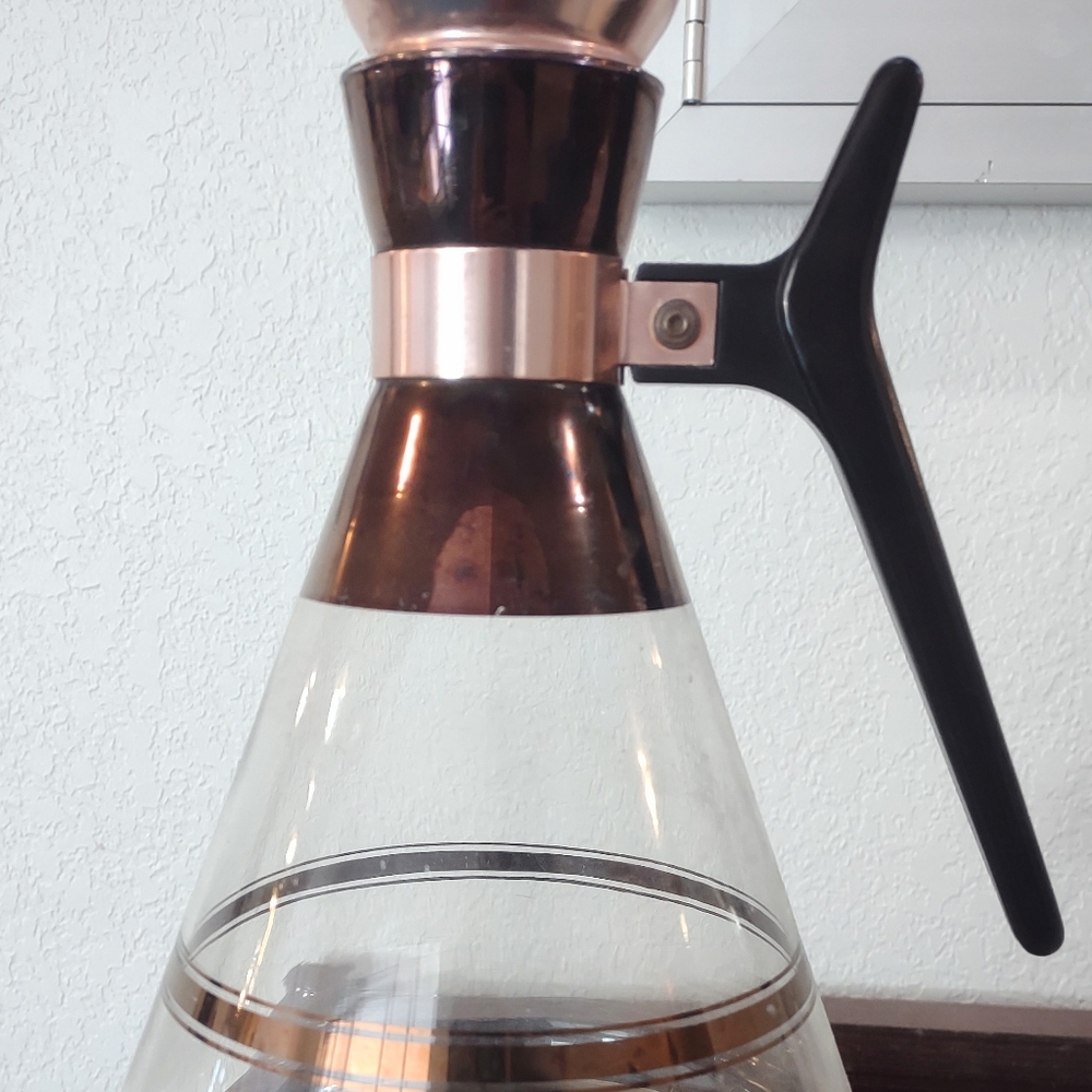 Vintage glass coffee carafe with warmer